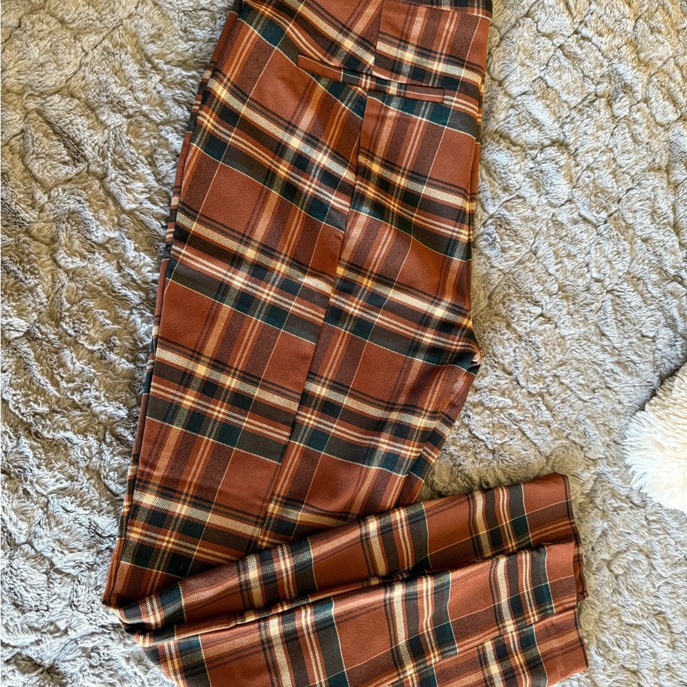 New York & Company Rust and Black Plaid Pants